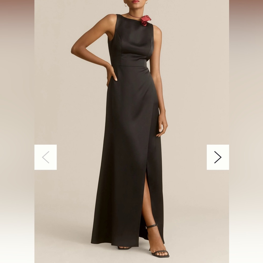 BHLDN ALICE HIGH-NECK SATIN MAXI DRESS